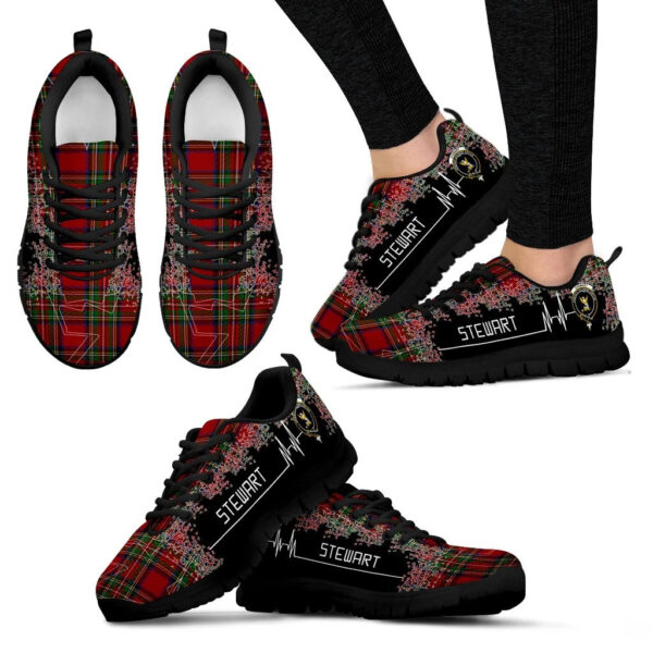 Stewart Royal Clan Sneaker, Scottish Tartan Stewart Royal Clans Sneaker Heartbeat Style - Image 4