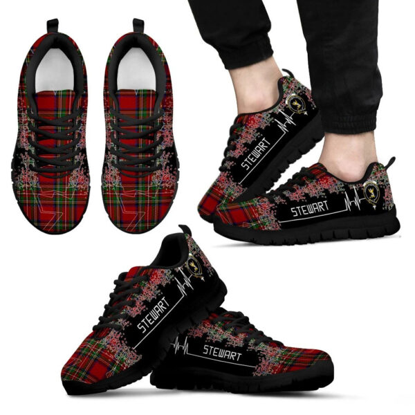 Stewart Royal Clan Sneaker, Scottish Tartan Stewart Royal Clans Sneaker Heartbeat Style - Image 2