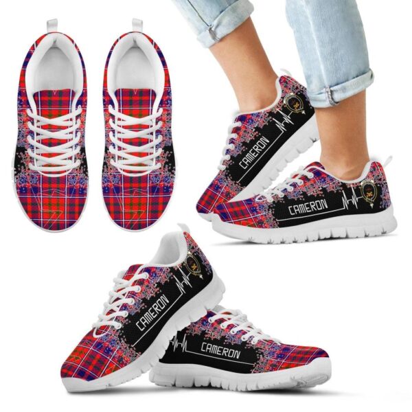 Cameron of Lochiel Modern Clan Sneaker, Scottish Tartan Cameron of Lochiel Modern Clans Sneaker Heartbeat Style - Image 5