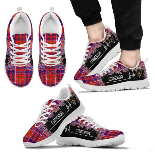 Cameron of Lochiel Modern Clan Sneaker, Scottish Tartan Cameron of Lochiel Modern Clans Sneaker Heartbeat Style