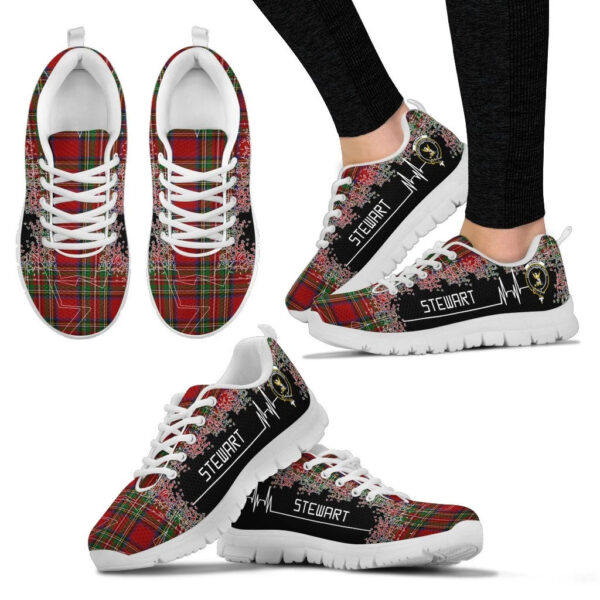 Stewart Royal Clan Sneaker, Scottish Tartan Stewart Royal Clans Sneaker Heartbeat Style - Image 3