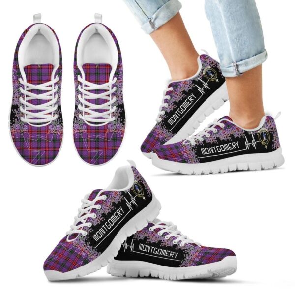 Montgomery Modern Clan Sneaker, Scottish Tartan Montgomery Modern Clans Sneaker Heartbeat Style - Image 5