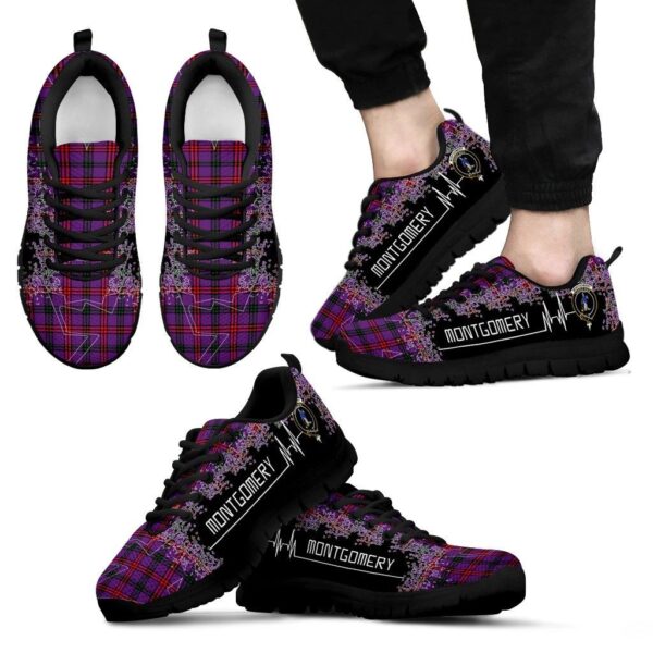 Montgomery Modern Clan Sneaker, Scottish Tartan Montgomery Modern Clans Sneaker Heartbeat Style - Image 2