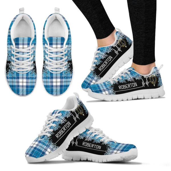 Roberton Clan Sneaker, Scottish Tartan Roberton Clans Sneaker Heartbeat Style - Image 3