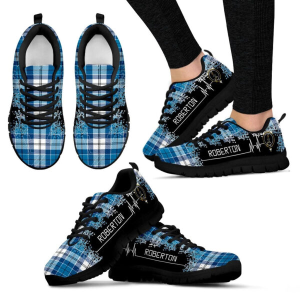 Roberton Clan Sneaker, Scottish Tartan Roberton Clans Sneaker Heartbeat Style - Image 4