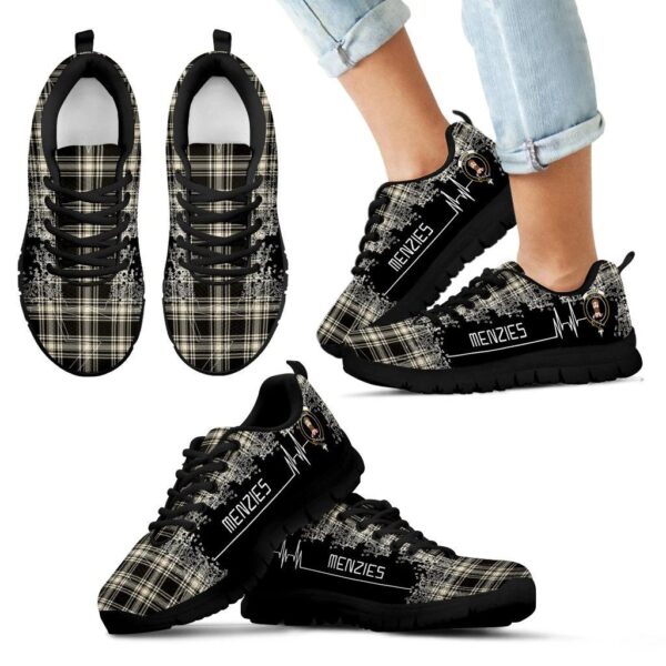 Menzies Black & White Ancient Clan Sneaker, Scottish Tartan Menzies Black & White Ancient Clans Sneaker Heartbeat Style - Image 6