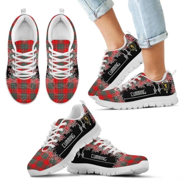 Cumming Modern Clan Sneaker, Scottish Tartan Cumming Modern Clans Sneaker Heartbeat Style - Image 5