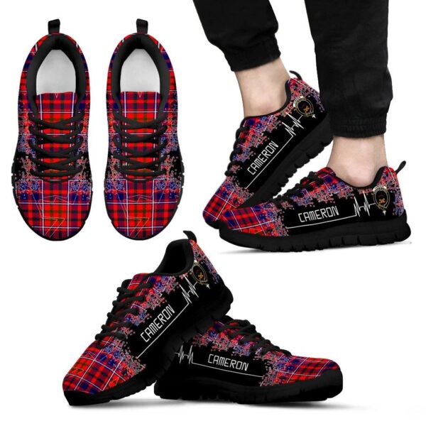 Cameron of Lochiel Modern Clan Sneaker, Scottish Tartan Cameron of Lochiel Modern Clans Sneaker Heartbeat Style - Image 2