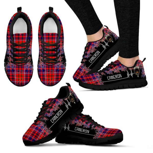 Cameron of Lochiel Modern Clan Sneaker, Scottish Tartan Cameron of Lochiel Modern Clans Sneaker Heartbeat Style - Image 4