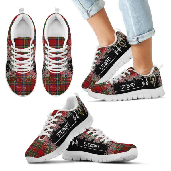 Stewart Royal Clan Sneaker, Scottish Tartan Stewart Royal Clans Sneaker Heartbeat Style - Image 5