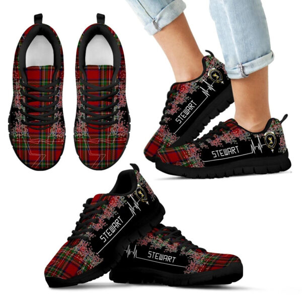 Stewart Royal Clan Sneaker, Scottish Tartan Stewart Royal Clans Sneaker Heartbeat Style - Image 6