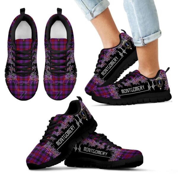 Montgomery Modern Clan Sneaker, Scottish Tartan Montgomery Modern Clans Sneaker Heartbeat Style - Image 6