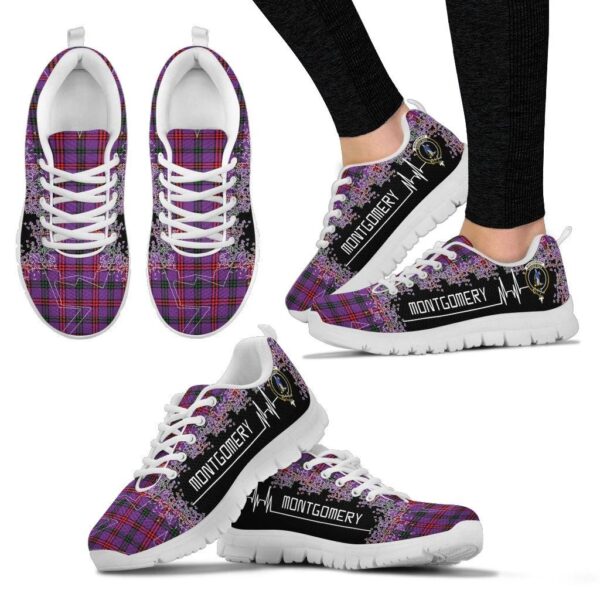 Montgomery Modern Clan Sneaker, Scottish Tartan Montgomery Modern Clans Sneaker Heartbeat Style - Image 3