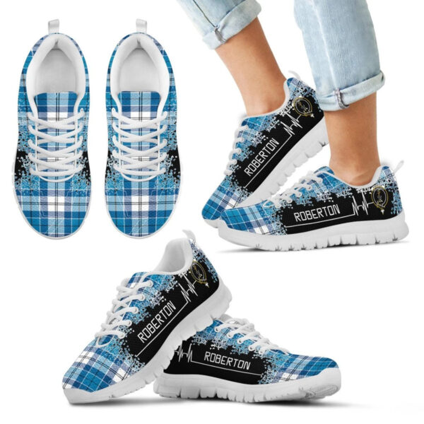 Roberton Clan Sneaker, Scottish Tartan Roberton Clans Sneaker Heartbeat Style - Image 5