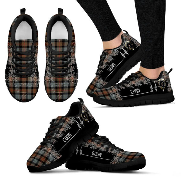 Gunn Weathered Clan Sneaker, Scottish Tartan Gunn Weathered Clans Sneaker Heartbeat Style - Image 4