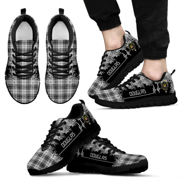 Douglas Grey Modern Clan Sneaker, Scottish Tartan Douglas Grey Modern Clans Sneaker Heartbeat Style - Image 2