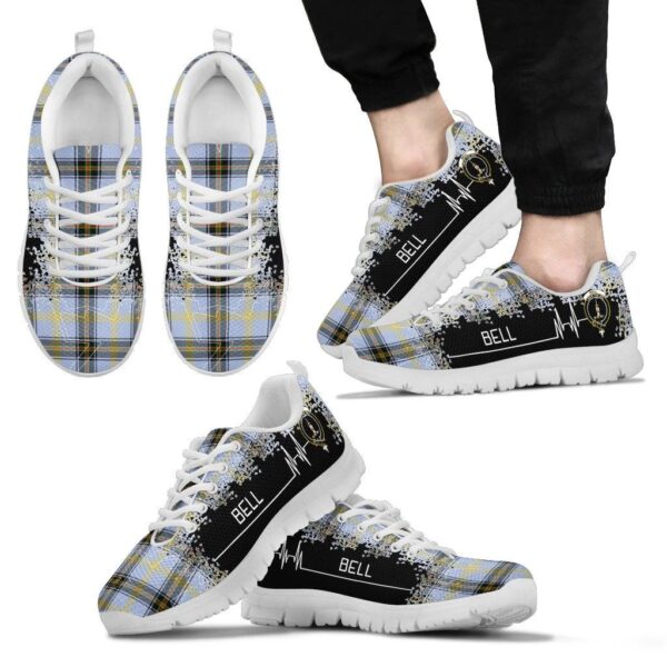 Bell of the Borders Clan Sneaker, Scottish Tartan Bell of the Borders Clans Sneaker Heartbeat Style