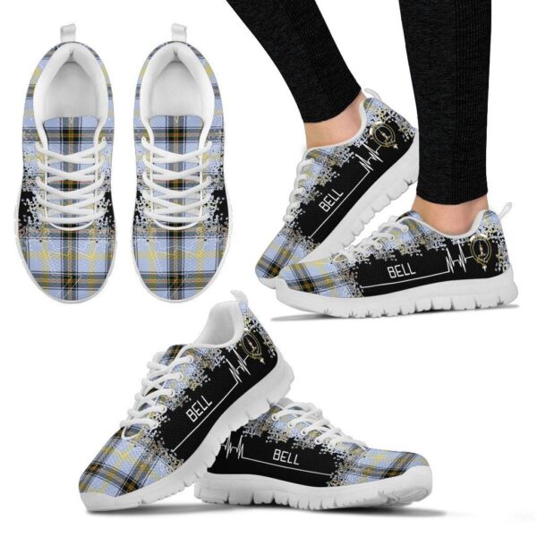 Bell of the Borders Clan Sneaker, Scottish Tartan Bell of the Borders Clans Sneaker Heartbeat Style - Image 3