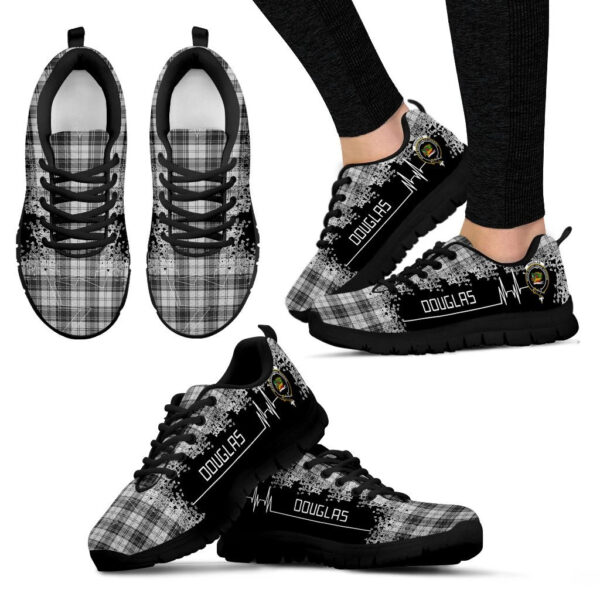 Douglas Grey Modern Clan Sneaker, Scottish Tartan Douglas Grey Modern Clans Sneaker Heartbeat Style - Image 4