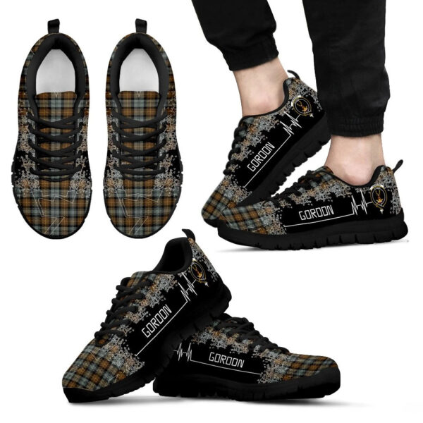 Gordon Weathered Clan Sneaker, Scottish Tartan Gordon Weathered Clans Sneaker Heartbeat Style - Image 2