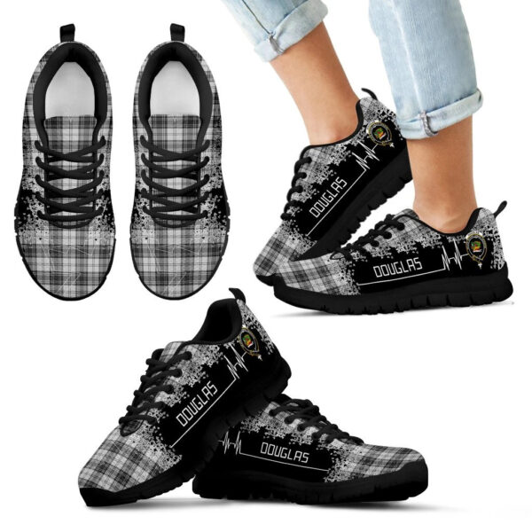 Douglas Grey Modern Clan Sneaker, Scottish Tartan Douglas Grey Modern Clans Sneaker Heartbeat Style - Image 6