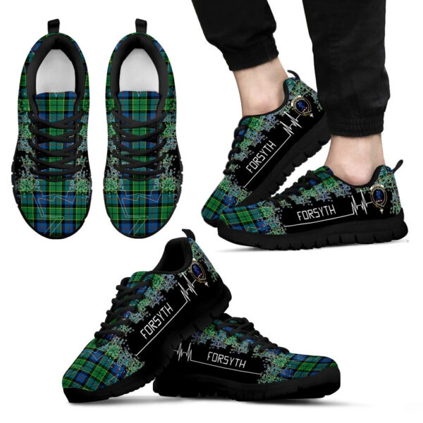 Forsyth Ancient Clan Sneaker, Scottish Tartan Forsyth Ancient Clans Sneaker Heartbeat Style - Image 2