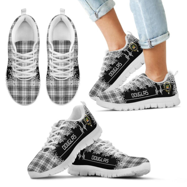 Douglas Grey Modern Clan Sneaker, Scottish Tartan Douglas Grey Modern Clans Sneaker Heartbeat Style - Image 5