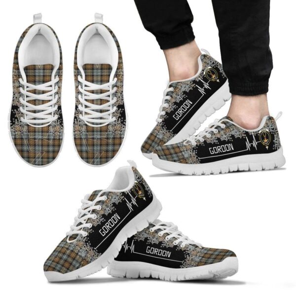 Gordon Weathered Clan Sneaker, Scottish Tartan Gordon Weathered Clans Sneaker Heartbeat Style