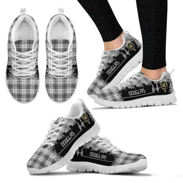 Douglas Grey Modern Clan Sneaker, Scottish Tartan Douglas Grey Modern Clans Sneaker Heartbeat Style - Image 3