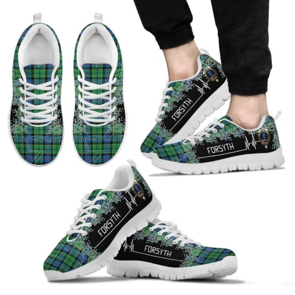 Forsyth Ancient Clan Sneaker, Scottish Tartan Forsyth Ancient Clans Sneaker Heartbeat Style