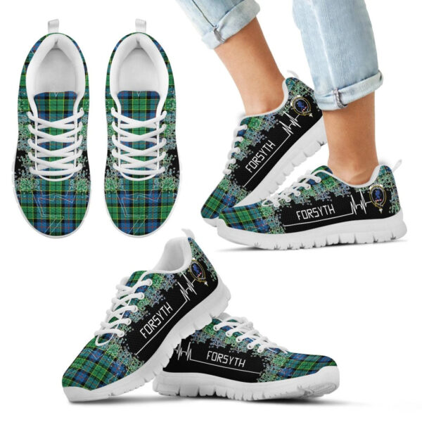 Forsyth Ancient Clan Sneaker, Scottish Tartan Forsyth Ancient Clans Sneaker Heartbeat Style - Image 5