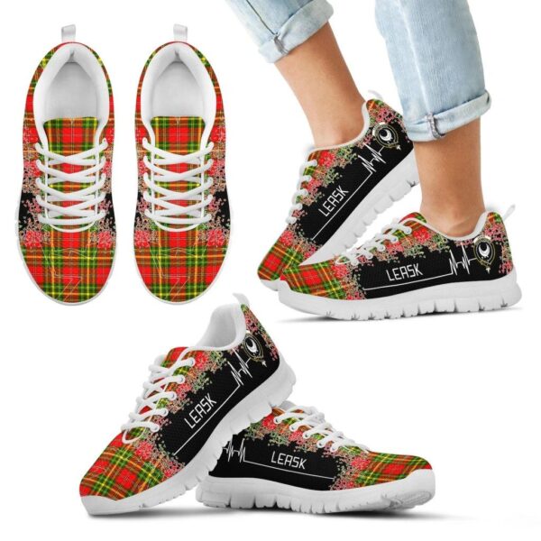 Leask Clan Sneaker, Scottish Tartan Leask Clans Sneaker Heartbeat Style - Image 5