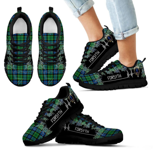 Forsyth Ancient Clan Sneaker, Scottish Tartan Forsyth Ancient Clans Sneaker Heartbeat Style - Image 6