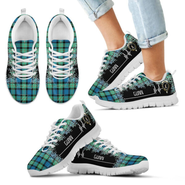 Gunn Ancient Clan Sneaker, Scottish Tartan Gunn Ancient Clans Sneaker Heartbeat Style - Image 5