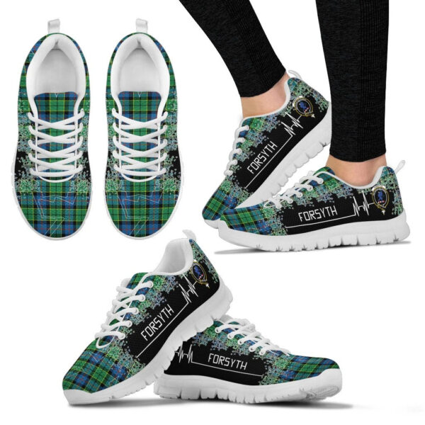 Forsyth Ancient Clan Sneaker, Scottish Tartan Forsyth Ancient Clans Sneaker Heartbeat Style - Image 3