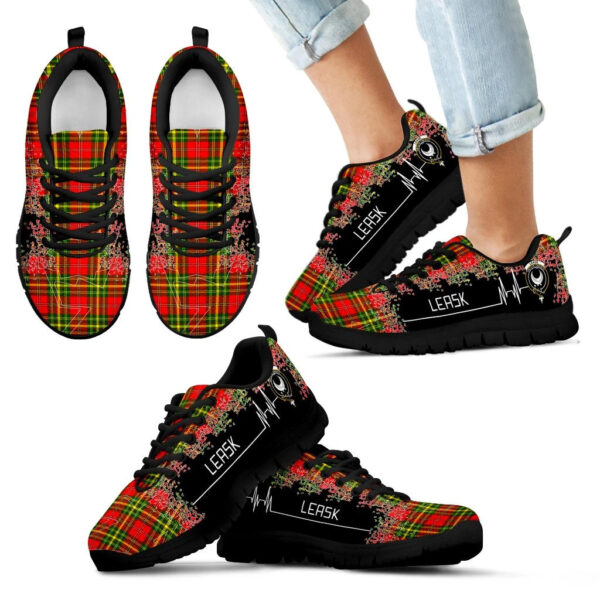 Leask Clan Sneaker, Scottish Tartan Leask Clans Sneaker Heartbeat Style - Image 6