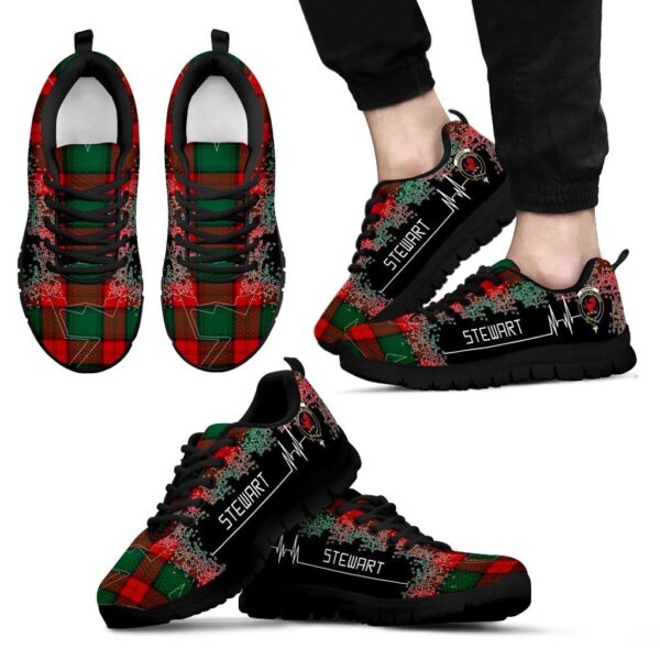 Stewart Atholl Modern Clan Sneaker, Scottish Tartan Stewart Atholl Modern Clans Sneaker Heartbeat Style - Image 2