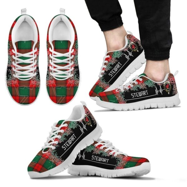 Stewart Atholl Modern Clan Sneaker, Scottish Tartan Stewart Atholl Modern Clans Sneaker Heartbeat Style