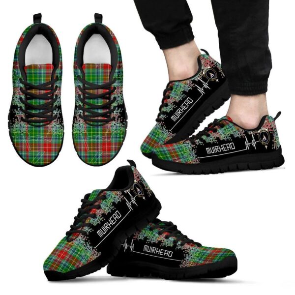 Muirhead Clan Sneaker, Scottish Tartan Muirhead Clans Sneaker Heartbeat Style - Image 2