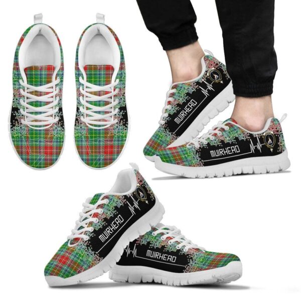 Muirhead Clan Sneaker, Scottish Tartan Muirhead Clans Sneaker Heartbeat Style