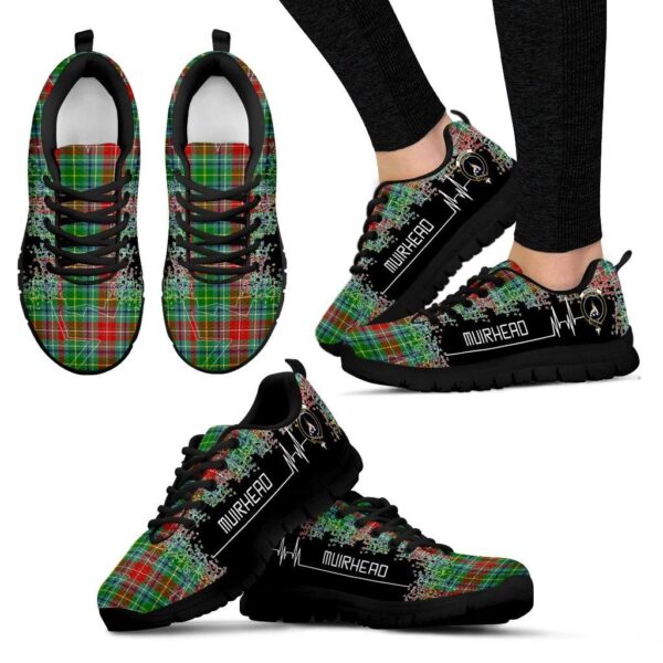 Muirhead Clan Sneaker, Scottish Tartan Muirhead Clans Sneaker Heartbeat Style - Image 4