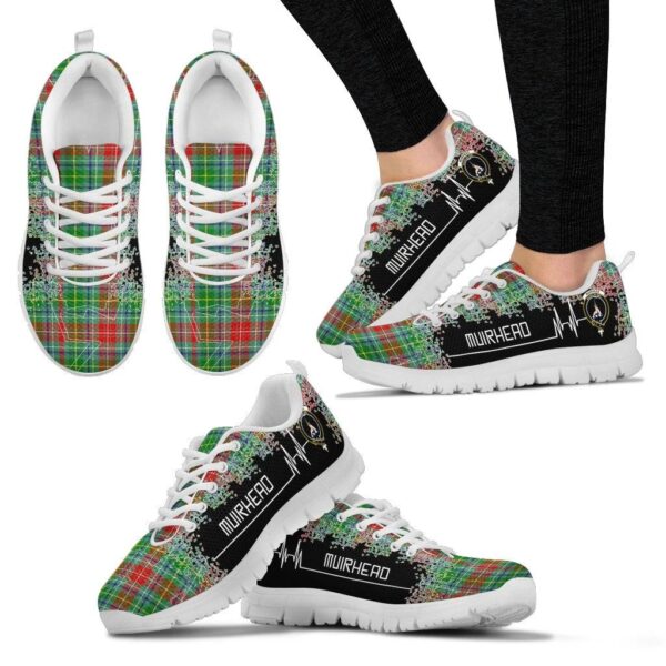 Muirhead Clan Sneaker, Scottish Tartan Muirhead Clans Sneaker Heartbeat Style - Image 3