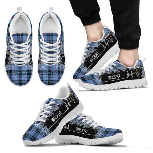 MacKay Blue Clan Sneaker, Scottish Tartan MacKay Blue Clans Sneaker Heartbeat Style