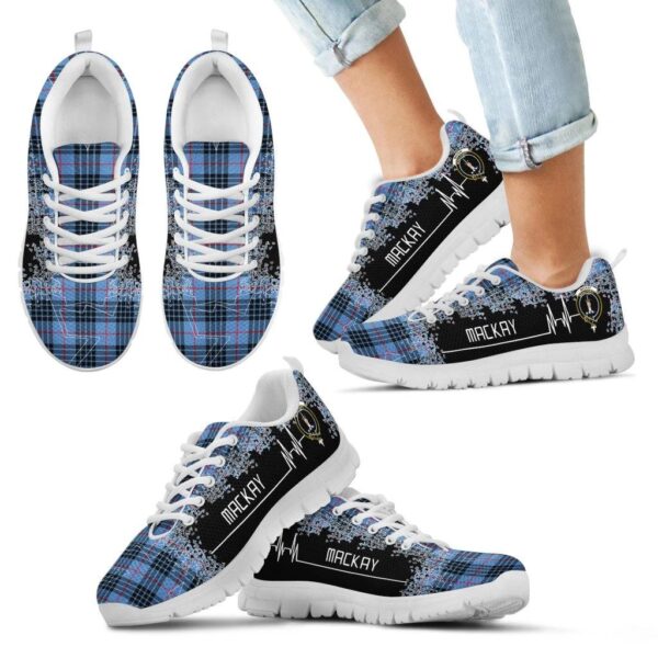 MacKay Blue Clan Sneaker, Scottish Tartan MacKay Blue Clans Sneaker Heartbeat Style - Image 5