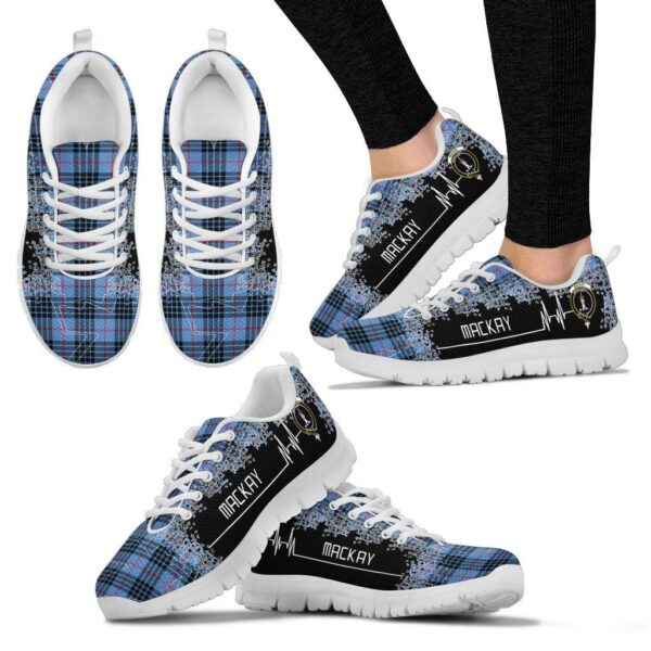 MacKay Blue Clan Sneaker, Scottish Tartan MacKay Blue Clans Sneaker Heartbeat Style - Image 3