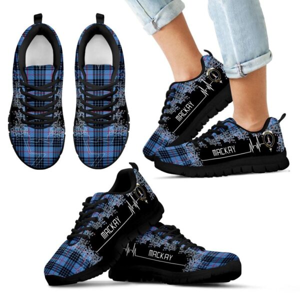 MacKay Blue Clan Sneaker, Scottish Tartan MacKay Blue Clans Sneaker Heartbeat Style - Image 6