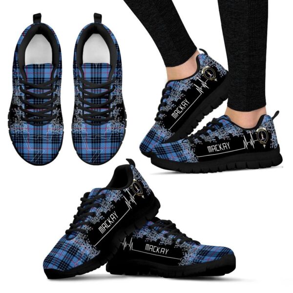 MacKay Blue Clan Sneaker, Scottish Tartan MacKay Blue Clans Sneaker Heartbeat Style - Image 4