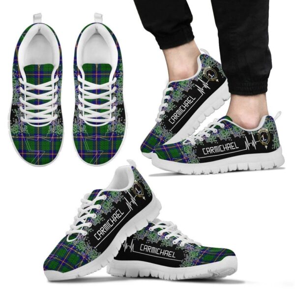 Carmichael Modern Clan Sneaker, Scottish Tartan Carmichael Modern Clans Sneaker Heartbeat Style