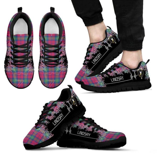 Lindsay Ancient Clan Sneaker, Scottish Tartan Lindsay Ancient Clans Sneaker Heartbeat Style - Image 2