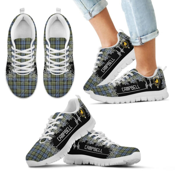 Campbell Faded Clan Sneaker, Scottish Tartan Campbell Faded Clans Sneaker Heartbeat Style - Image 5